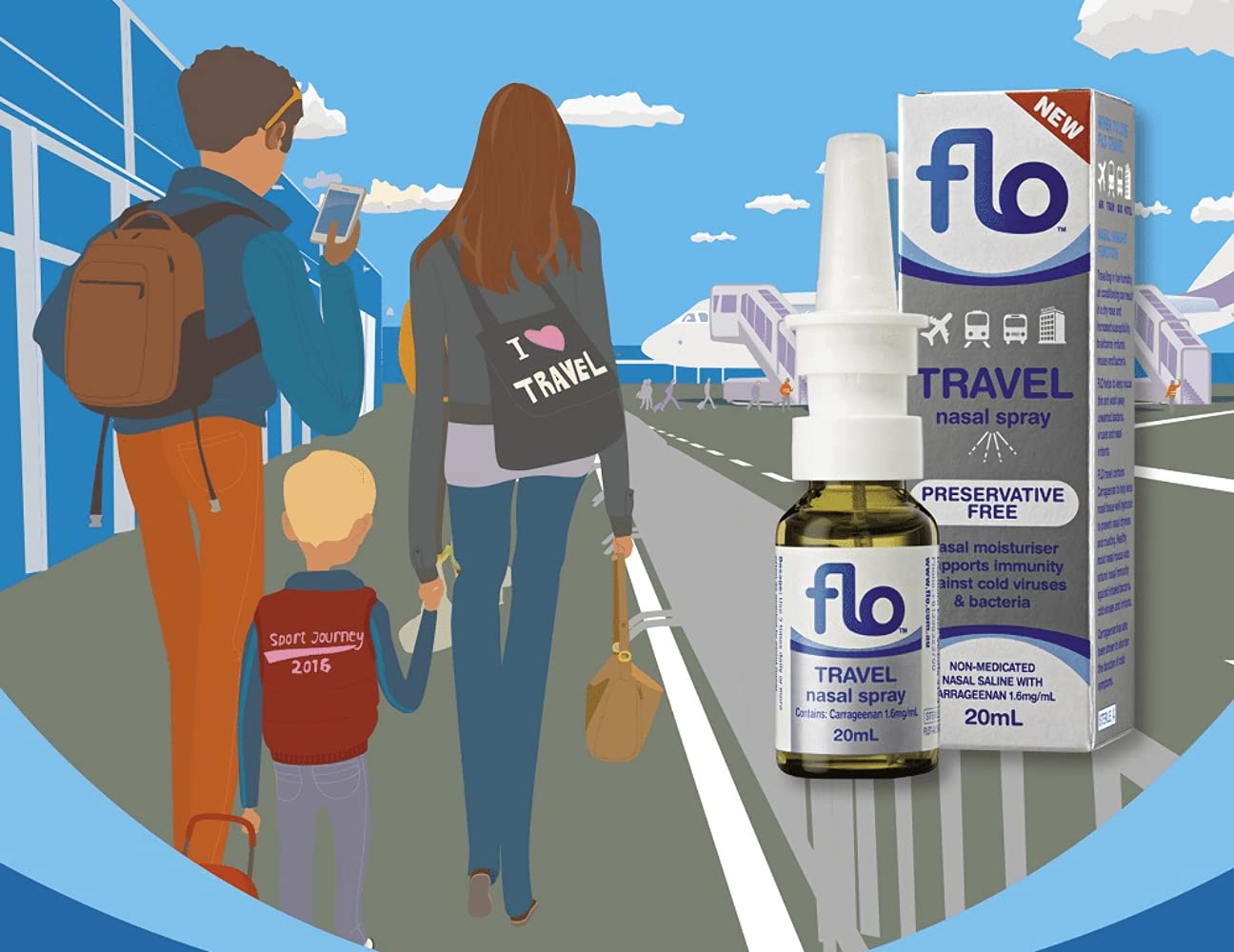 Flo Aerosol nasal de viaje, aplicador controlado para alivio cómodo durante el viaje