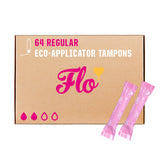 Flo: caja de 64 tampones de algodón orgánico para uso diario.