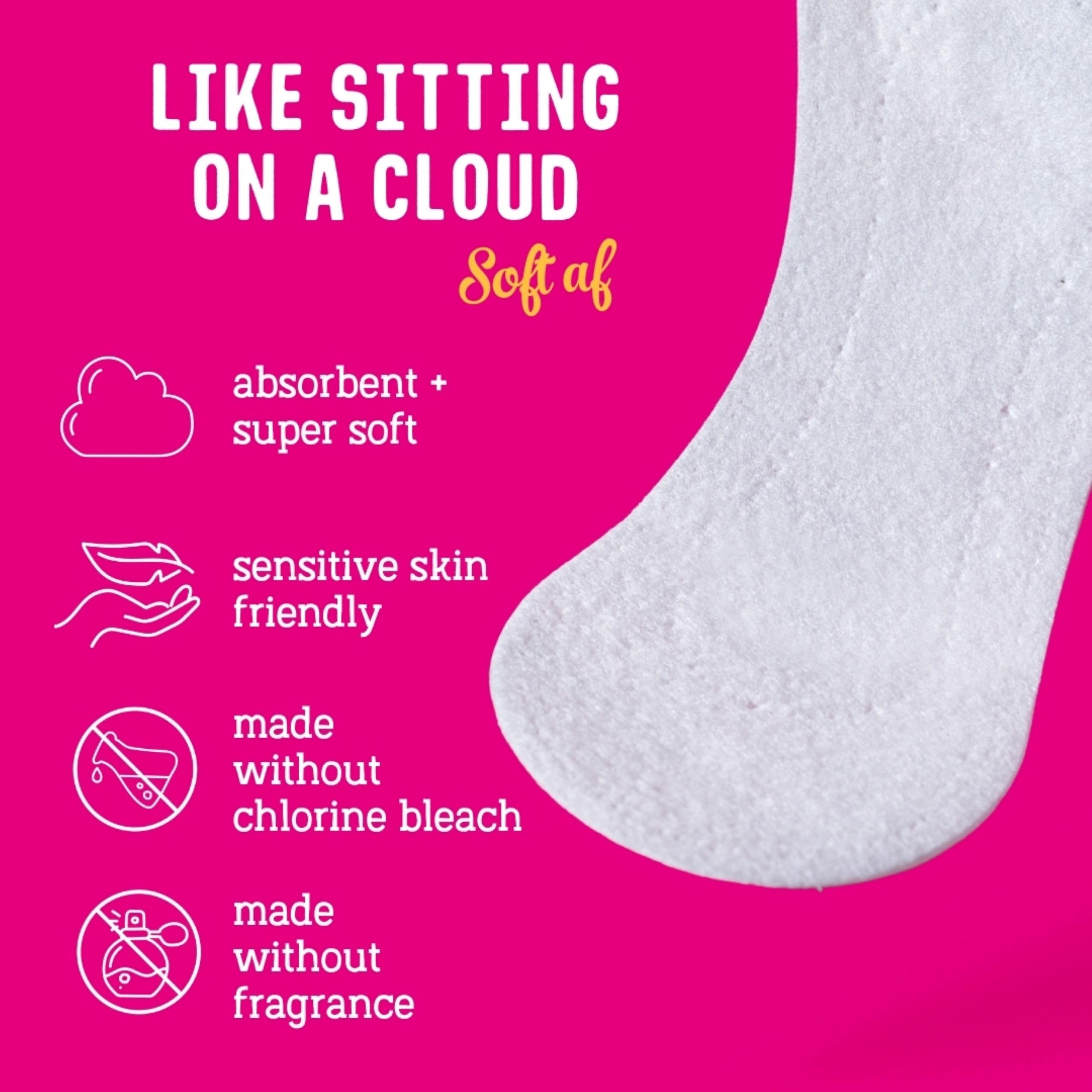 Flo Daily Liners: sin cloro ni fragancias para piel sensible.