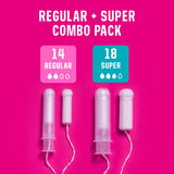 Flo tampones orgánicos de algodón, super, 32 pack, mayor absorbencia.