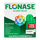 Flonase, botella spray nasal lista para uso diario y alivio.