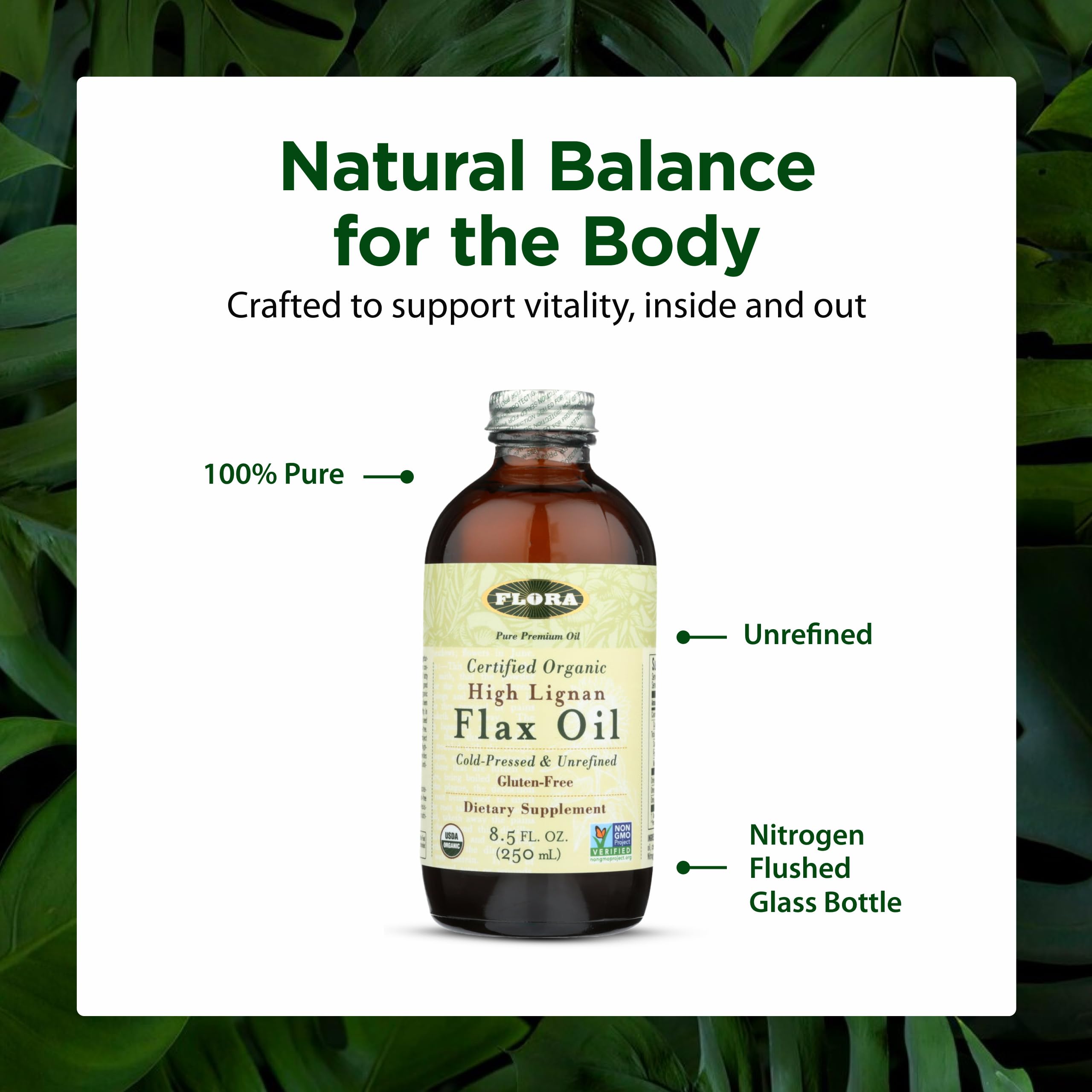 Flora Aceite de linaza con Omega-3, Omega-6 y Omega-9, complemento saludable.