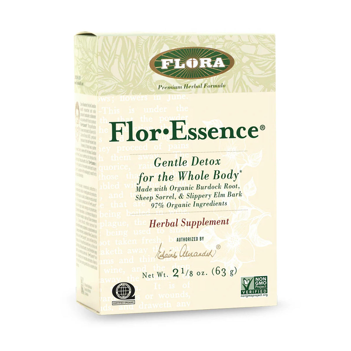 Flora FlorEssence en bote de vidrio listo para detox suave diario