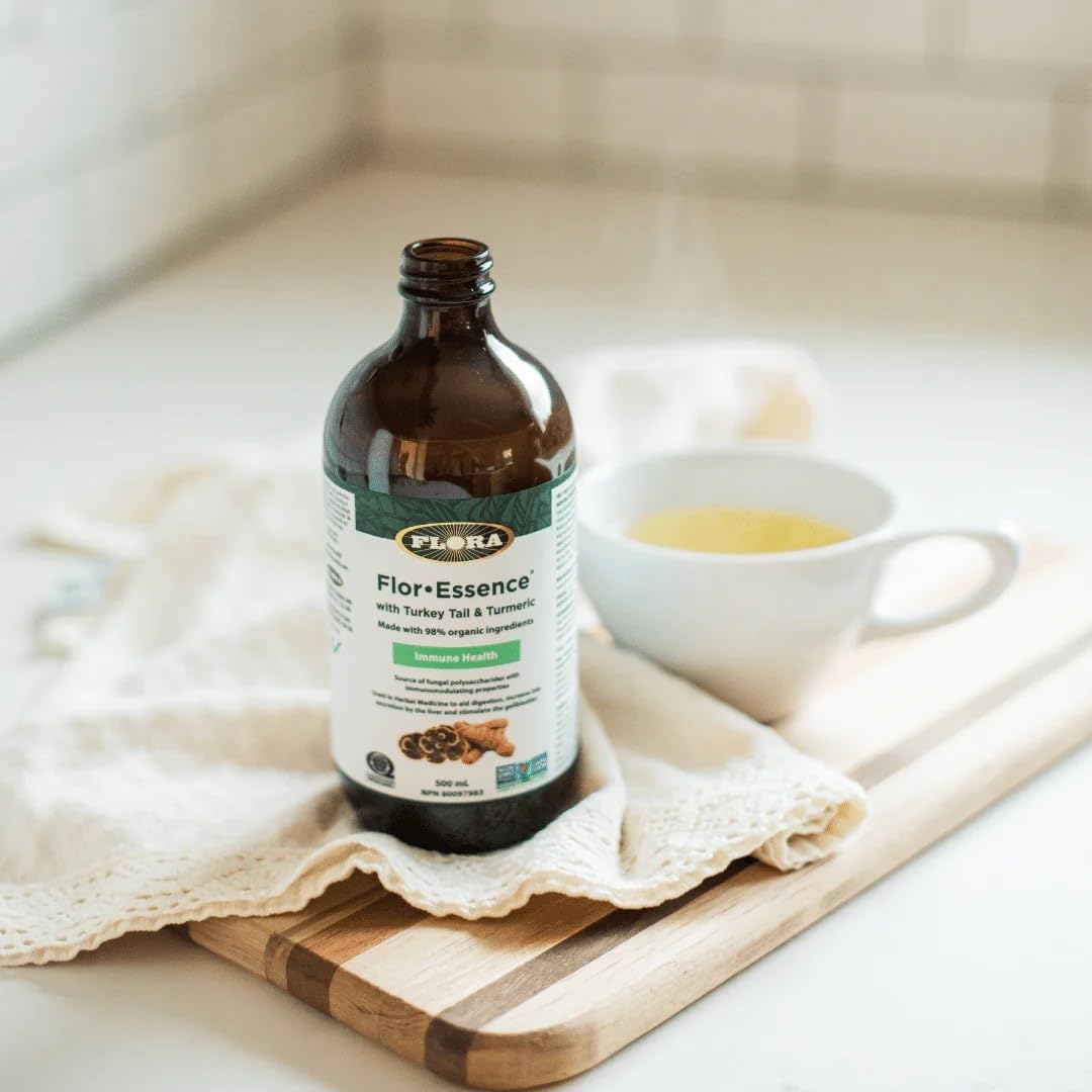 Botella de vidrio de 32 onzas de Flora Flor-Essence para uso prolongado.