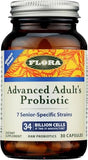 Flora Probiótico Avanzado en botella para mantener un microbioma equilibrado en adultos mayores.