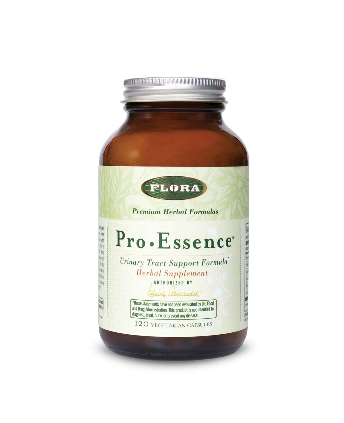 Flora Pro-Essence, botella frontal, posible apoyo a la salud urinaria y la próstata.