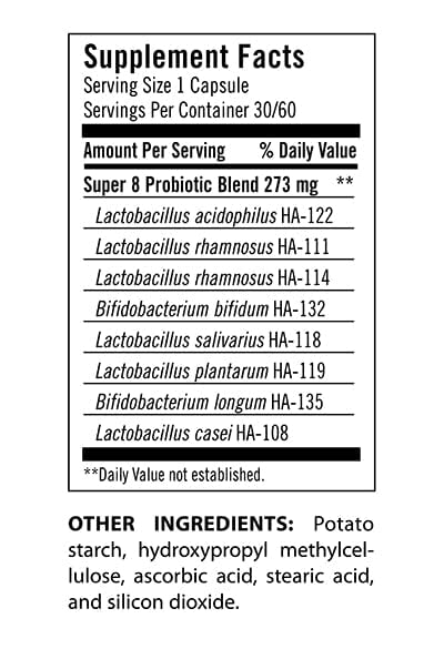 Flora Super 8: cápsulas en primer plano para equilibrio intestinal diario.