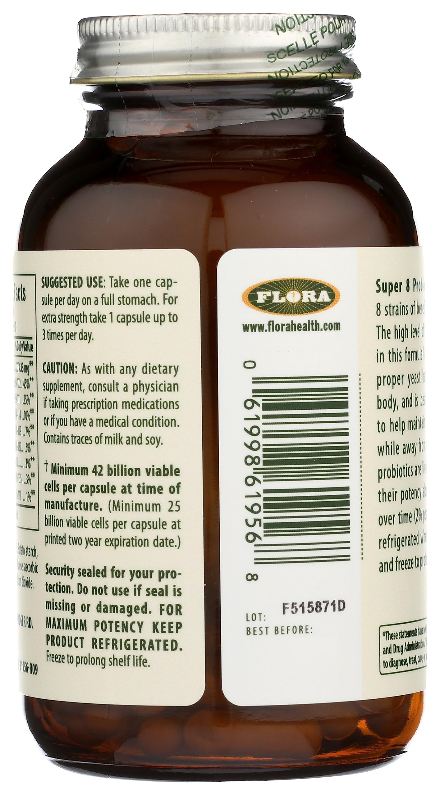 Flora Super 8: estilo de vida activo con probióticos diarios.