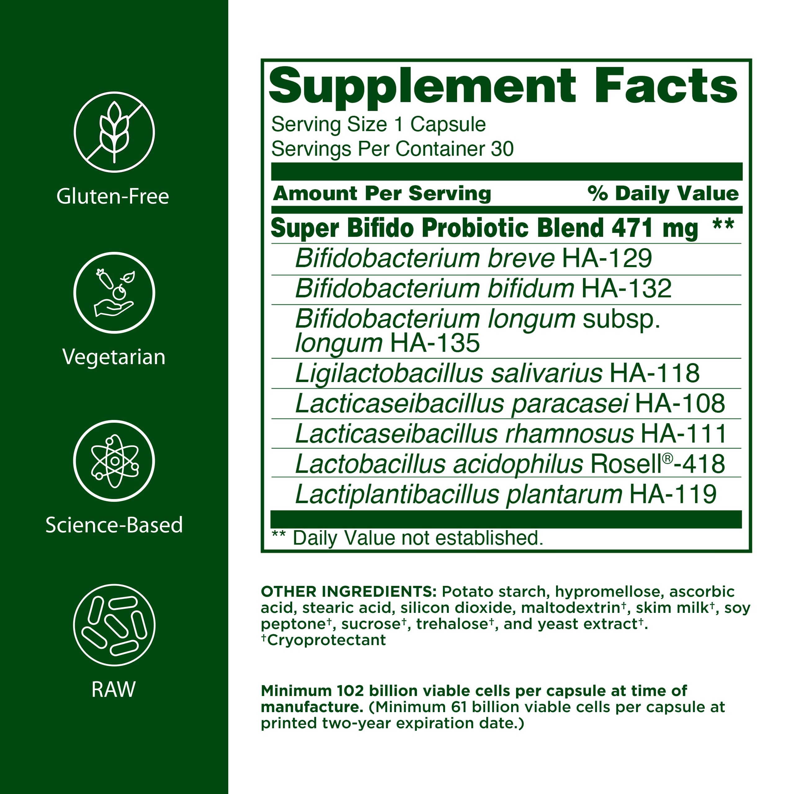 Flora Super Bifido Plus, cápsulas vegetarianas para equilibrio intestinal.