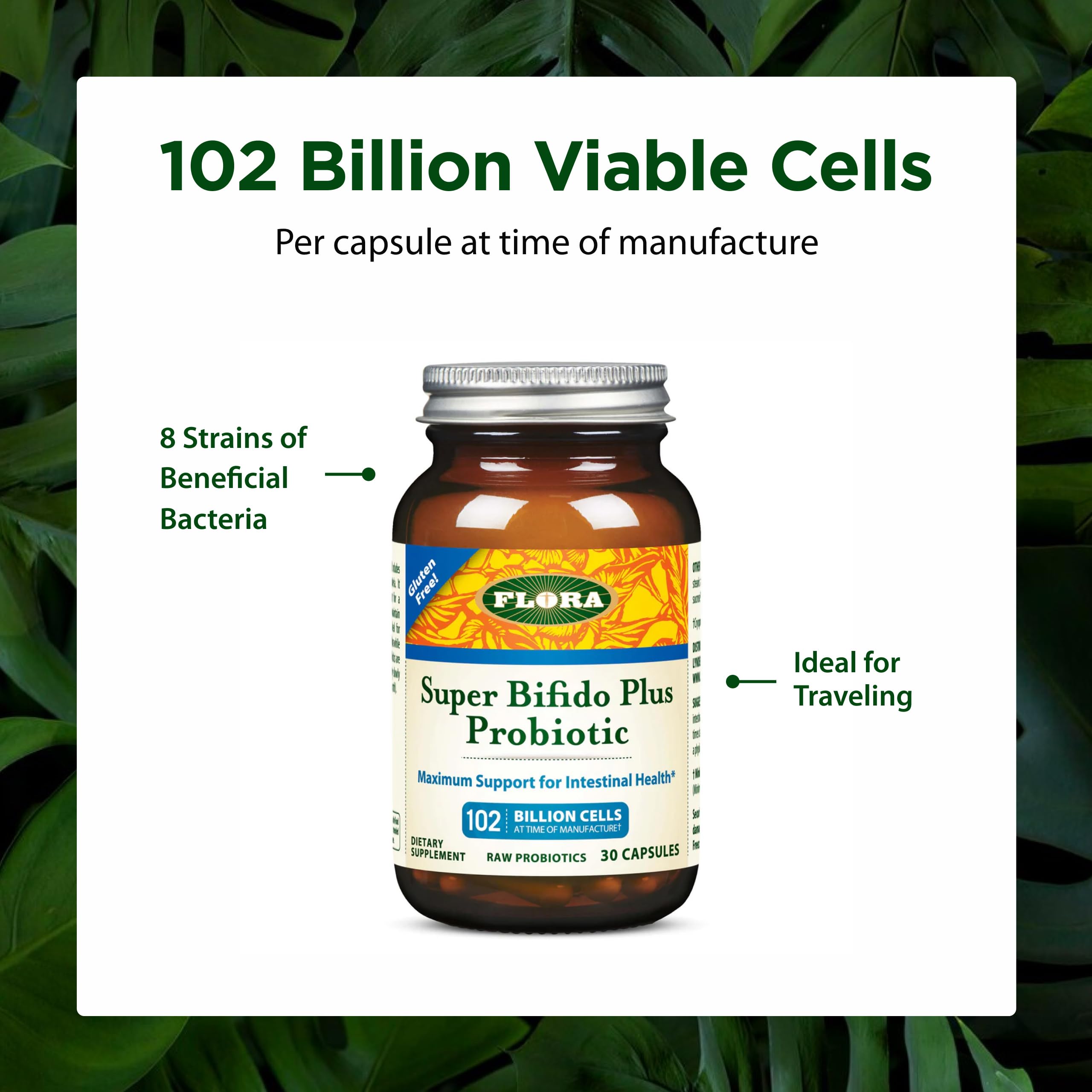 Flora Super Bifido Plus envase ámbar protege la potencia de las cápsulas.