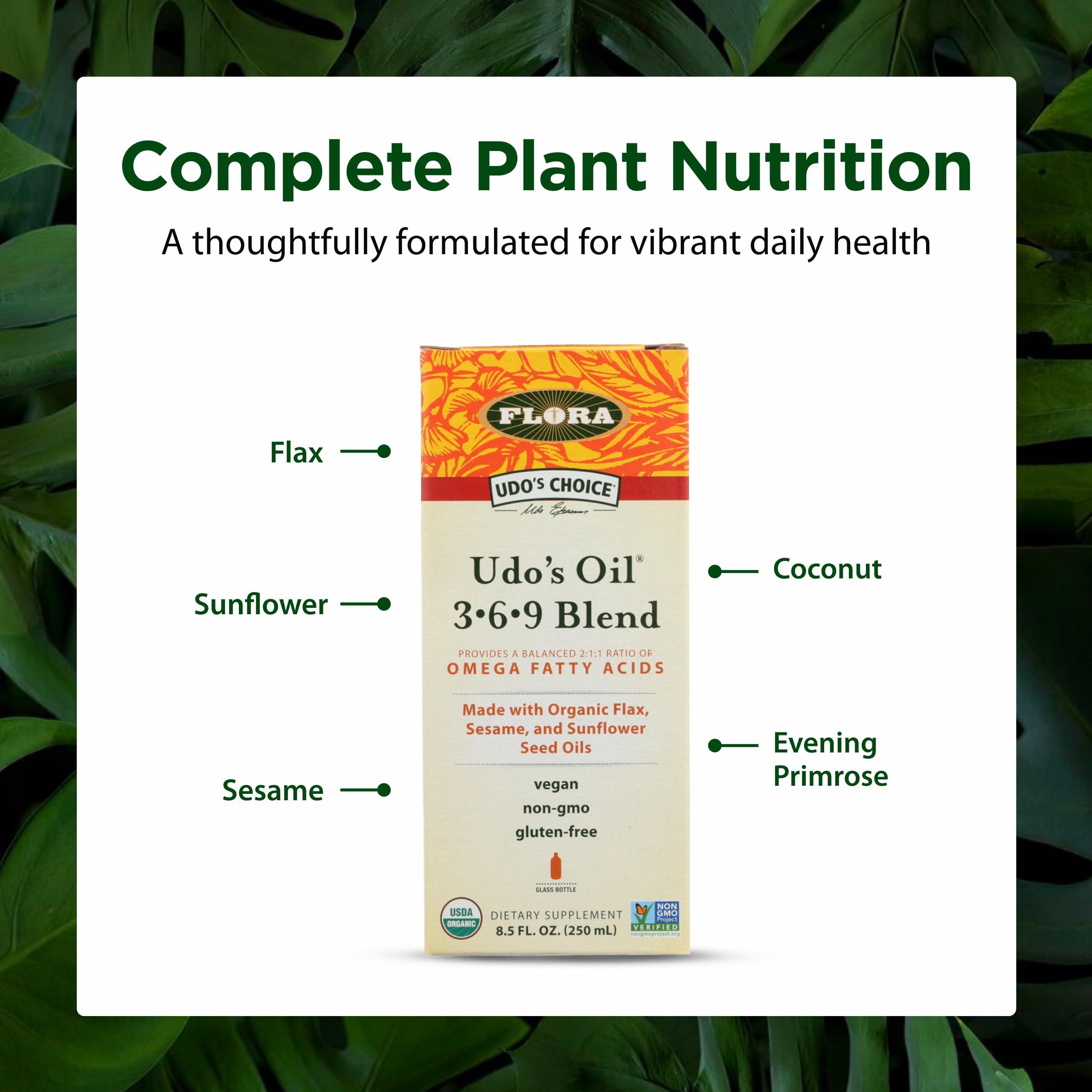 Semillas de sésamo y girasol en Flora Omega 369 para una base nutritiva.