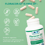 Detalle de la etiqueta de Floracor-GI, información de ingredientes probióticos.