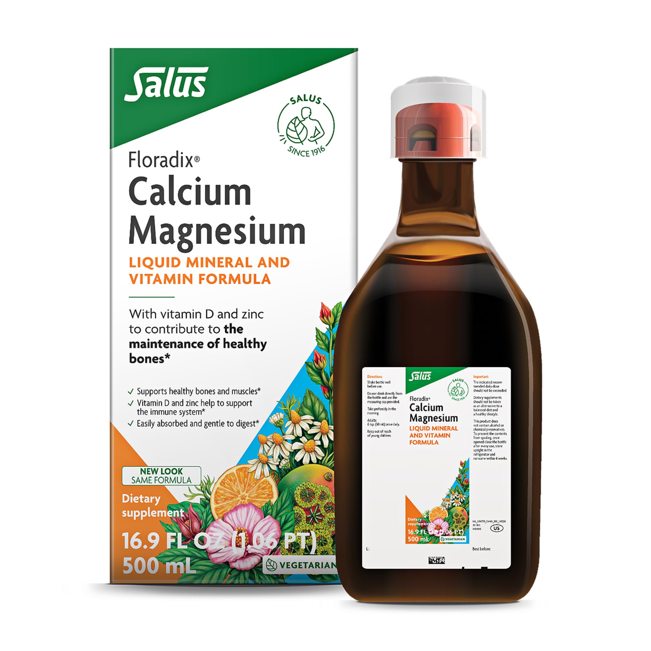 Floradix Calcio-Magnesium en botella, soporte óseo suave