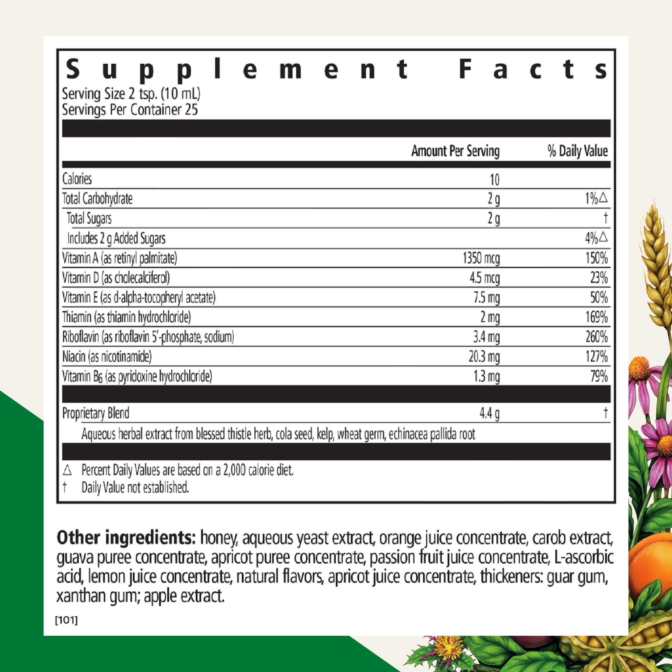 Etiqueta clara de Floradix Epresat para verificación de vitaminas.