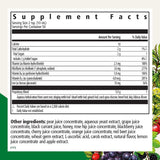 Floradix, detalle de etiqueta con hierbas y vitaminas.