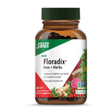 Floradix Hierro y Hierbas: botella mostrando fórmula para energía diaria