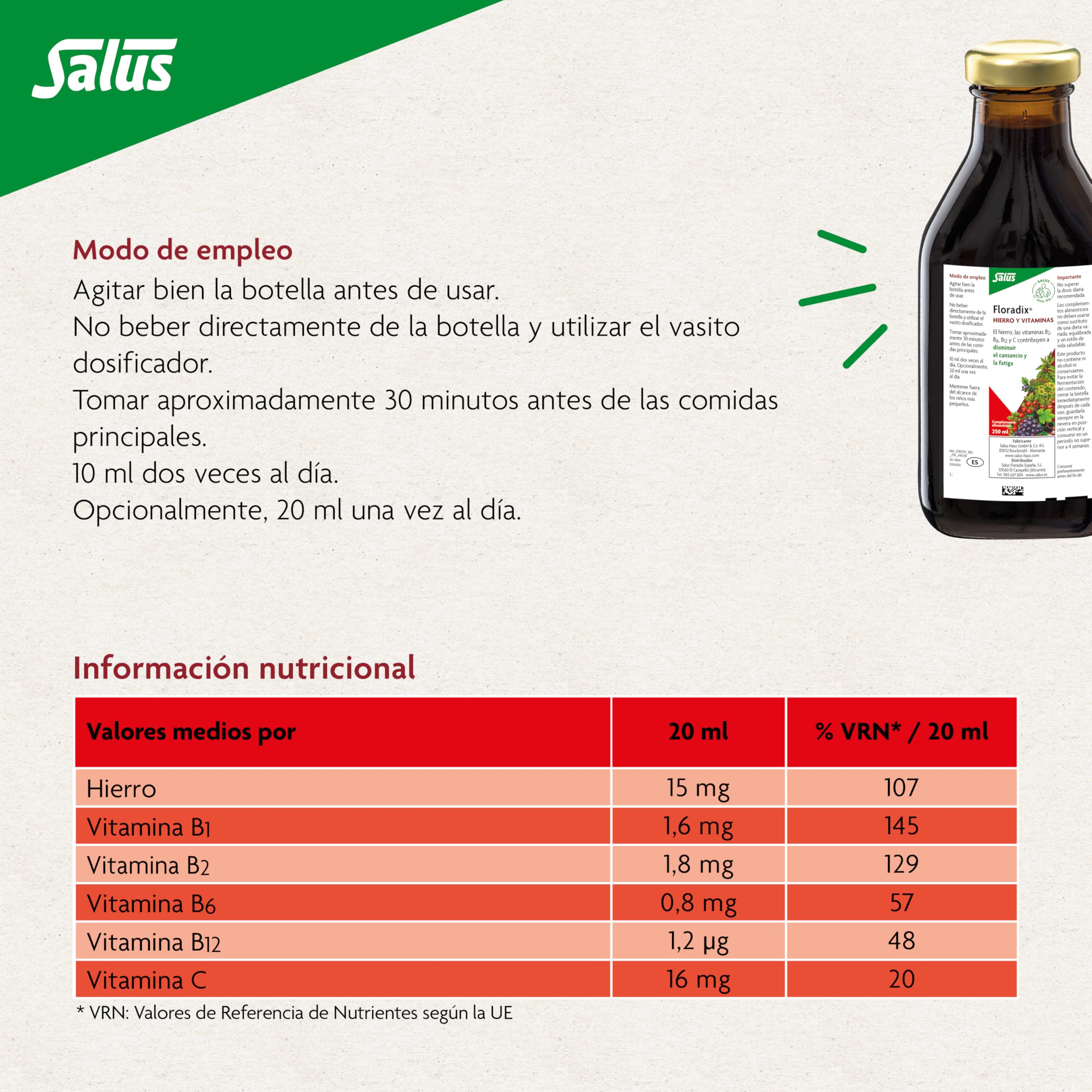 Floradix sin-alcohol-lactosa: apto para vegetarianos