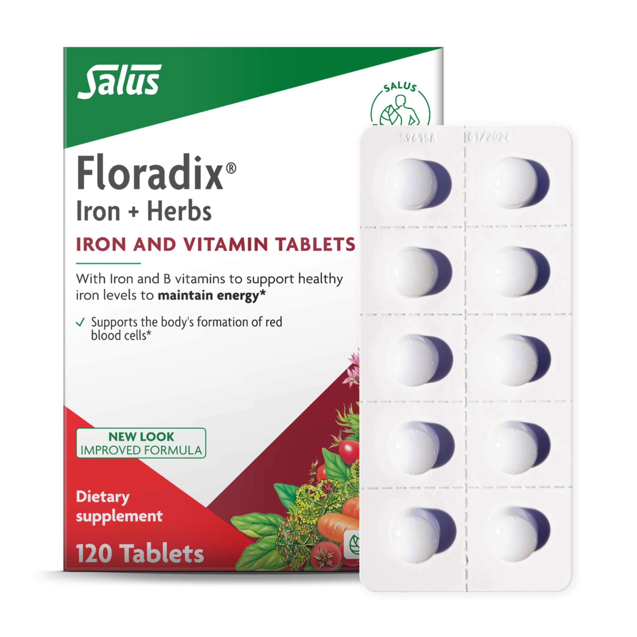 Floradix tabletas de hierro 10 mg para apoyar niveles de hierro con energía diaria.