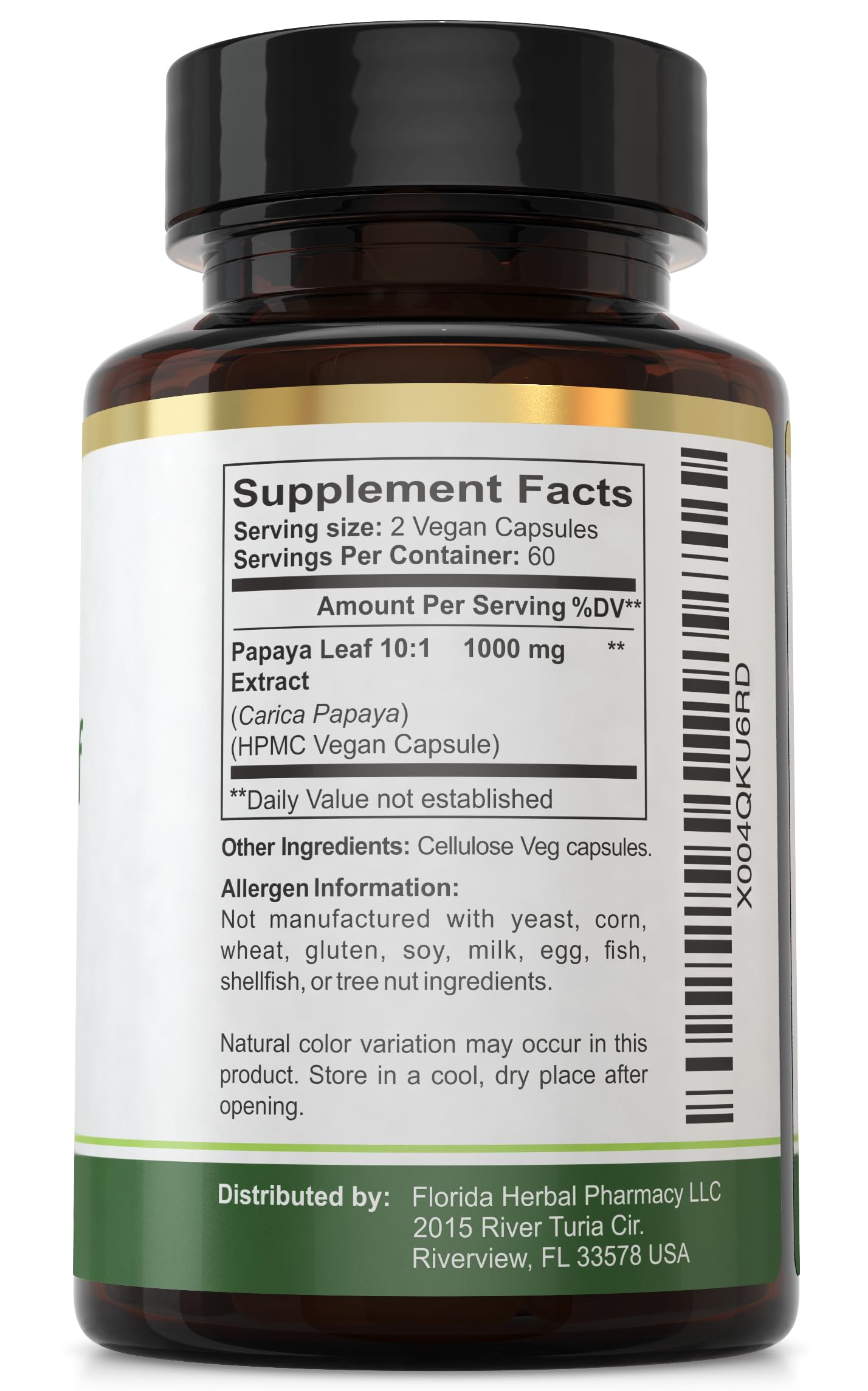 Producto natural sin OGMs, adecuado para adultos de Florida Herbal Pharmacy.