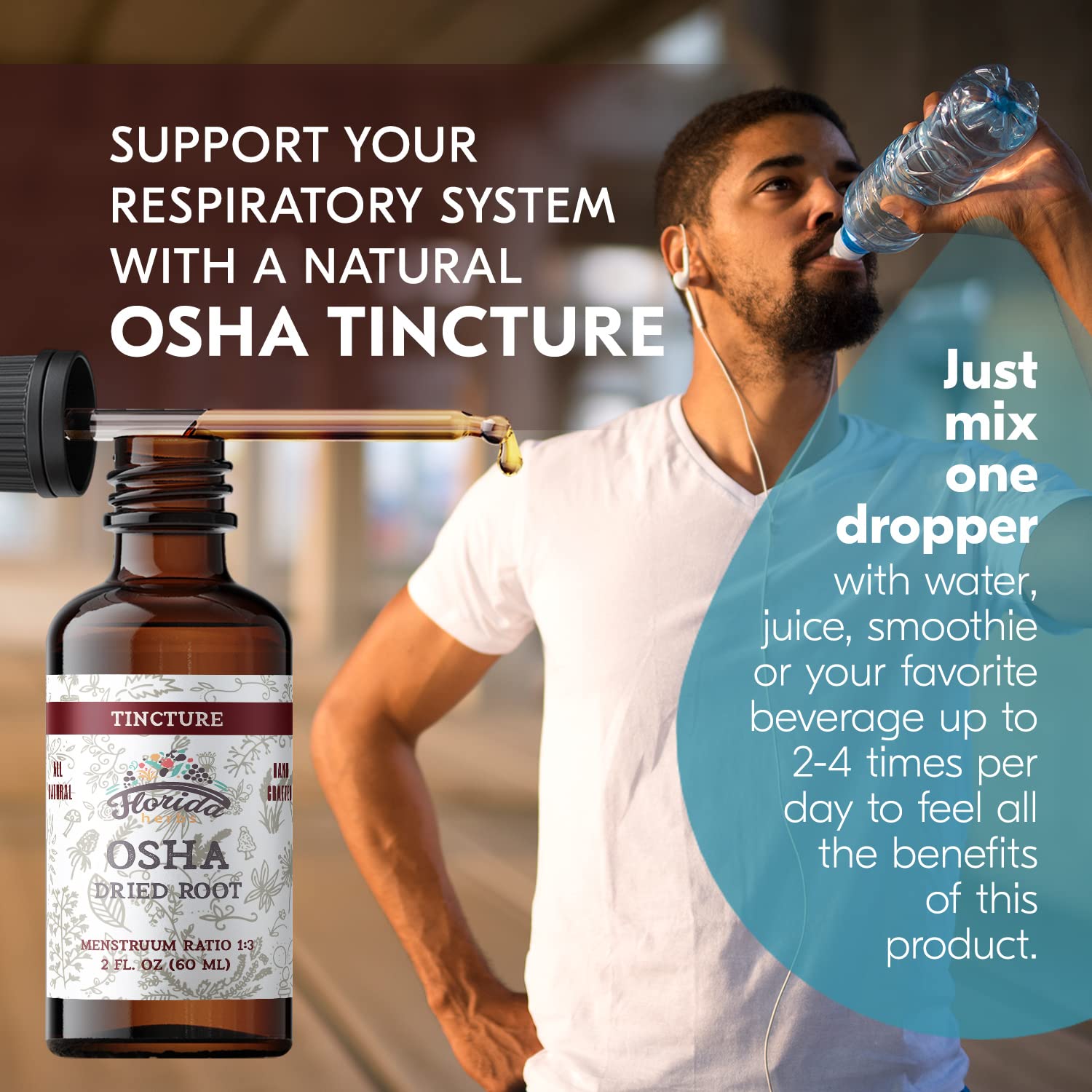 FLORIDA HERBS OSHA raíz extracto líquido en gotero para desintoxicación pulmonar