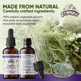 Etiqueta clara de Florida Herbs Usnea facilita identificación y uso responsable.