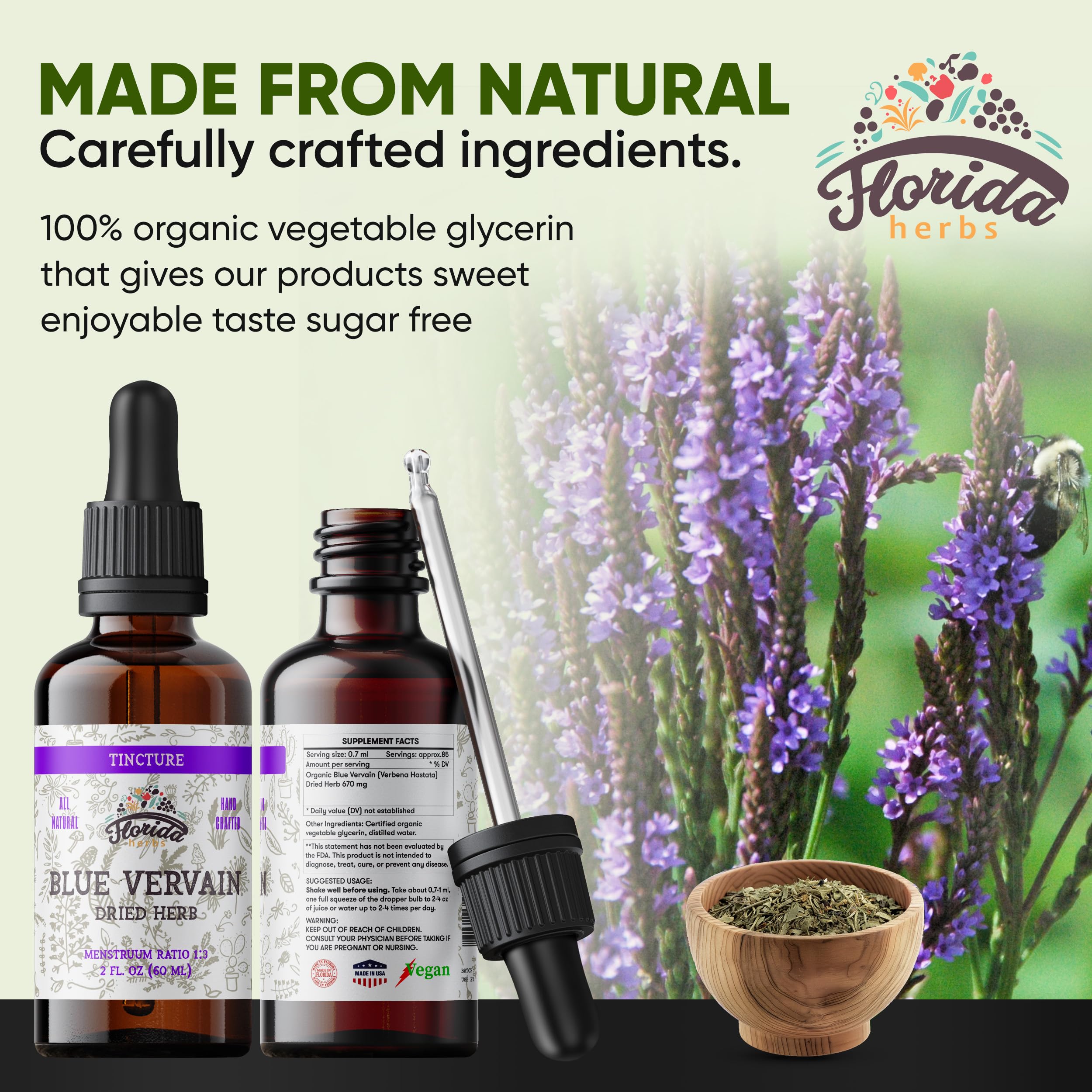 Florida Herbs Verbena Azul ingredientes certificados para un estilo de vida natural