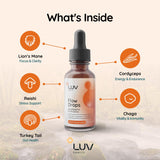 Flow Drops etiqueta detalle mostrando ingredientes clave.