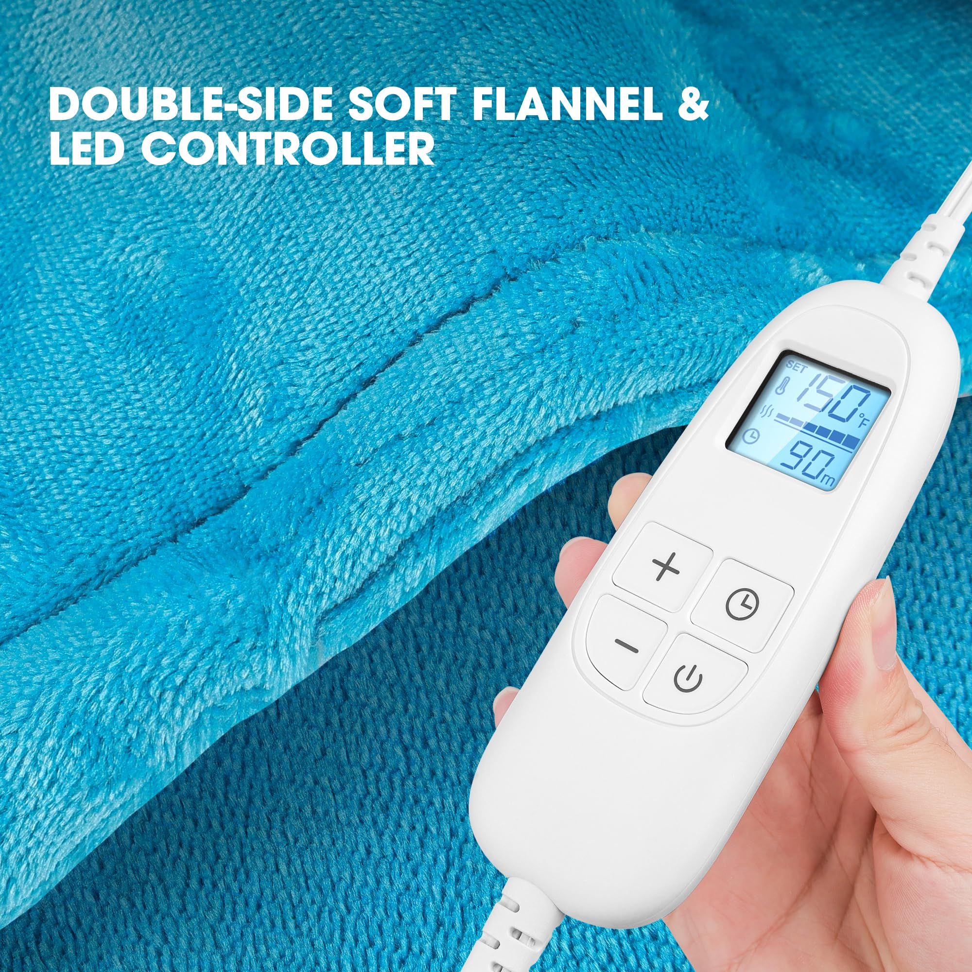 Control de temperatura con indicadores en FluffyWarmth para ajustar calor con precisión.