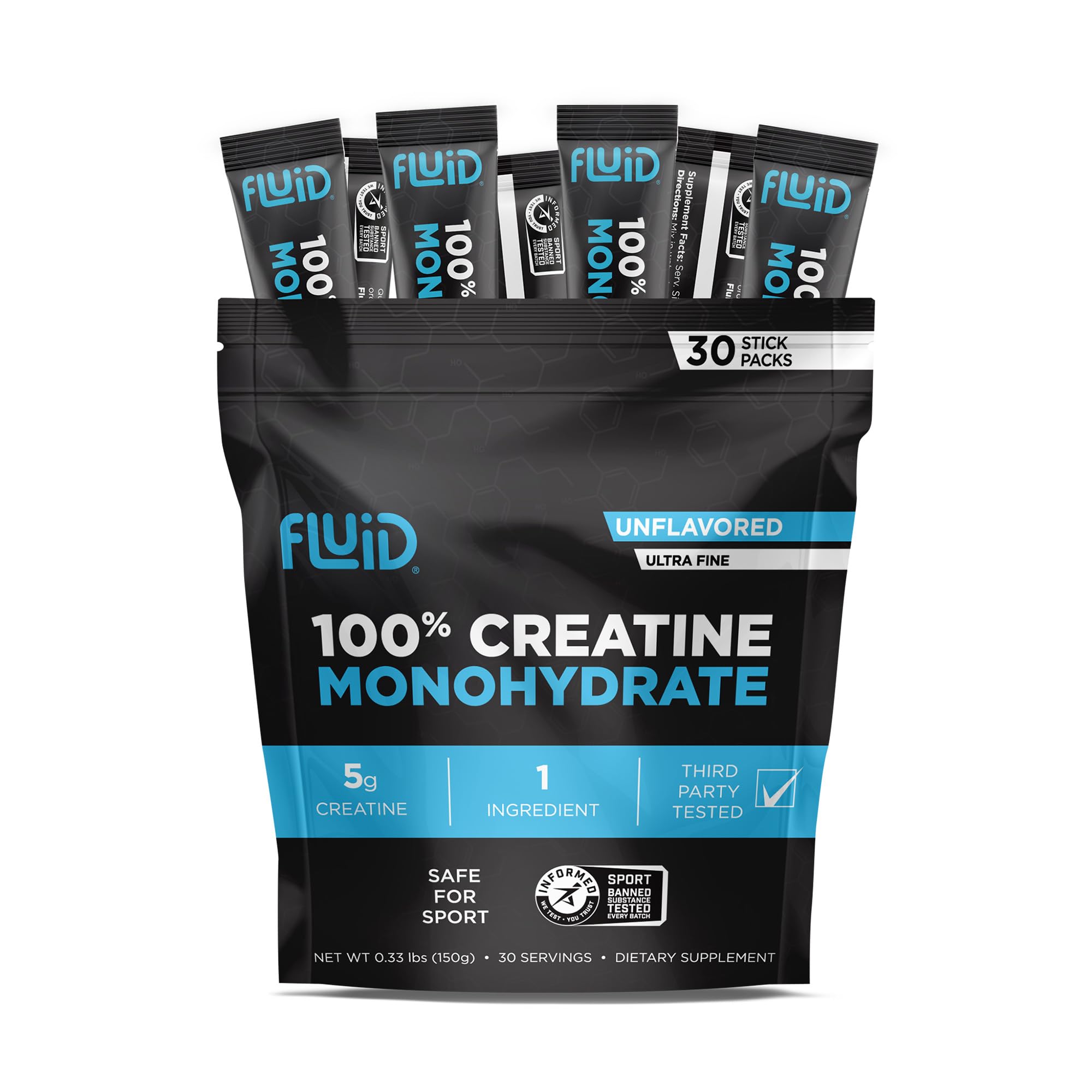 Fluid Creatine: paquete individual portátil para toma rápida.