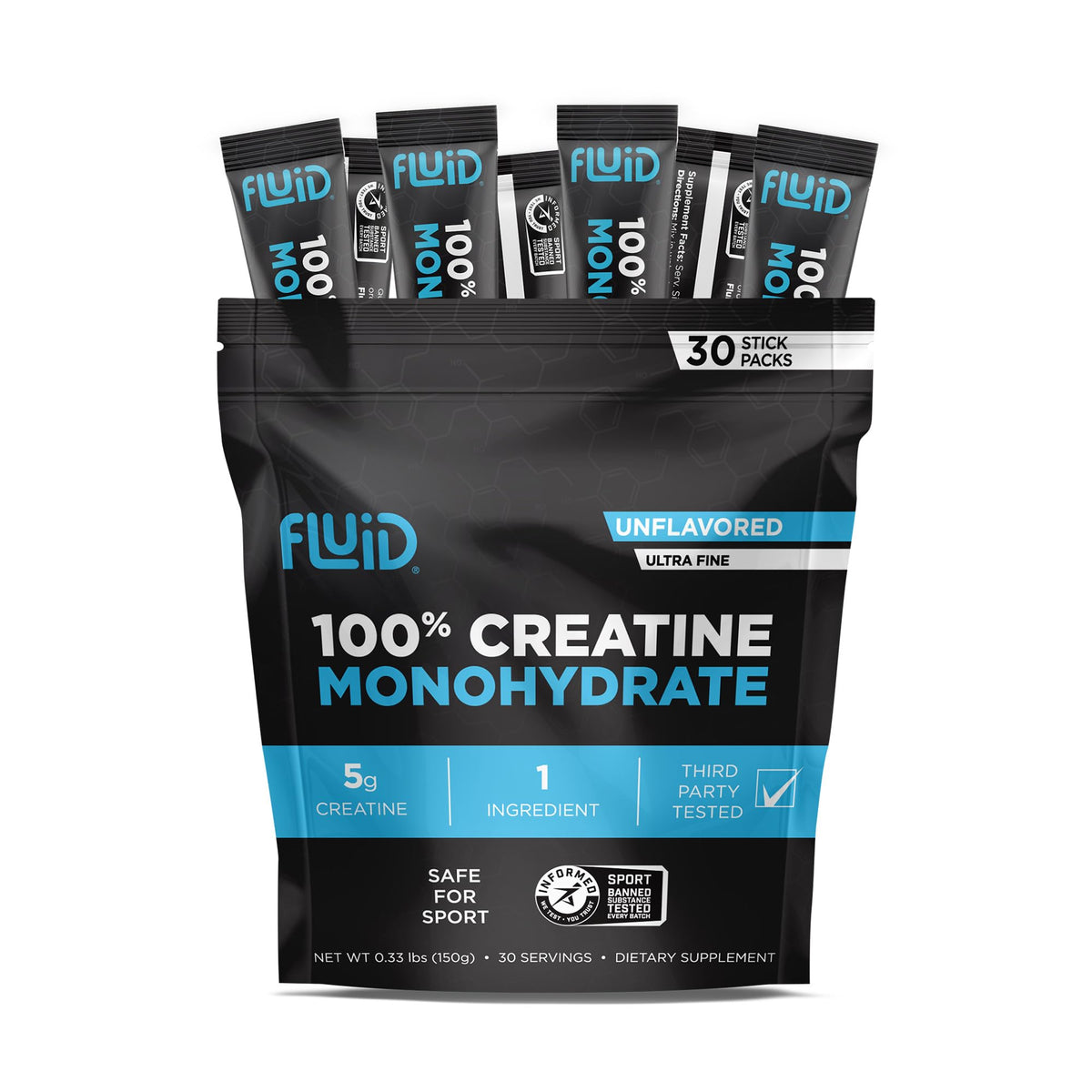 Fluid Creatine: paquete individual portátil para toma rápida.