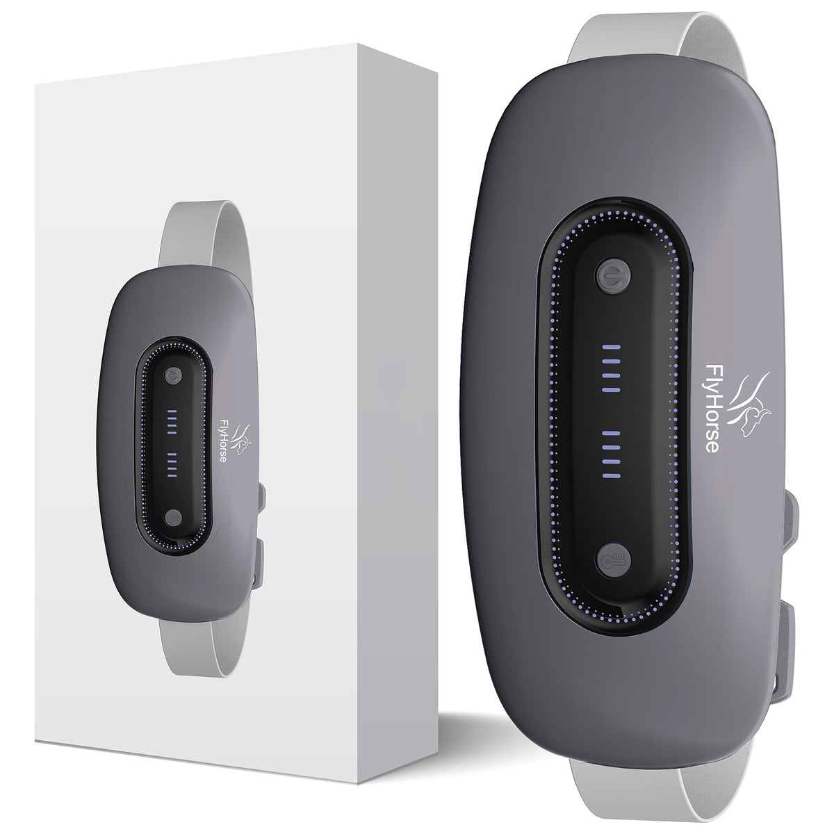 Flyhorse almohadilla eléctrica portátil, uso frontal para confort abdominal con calor suave.