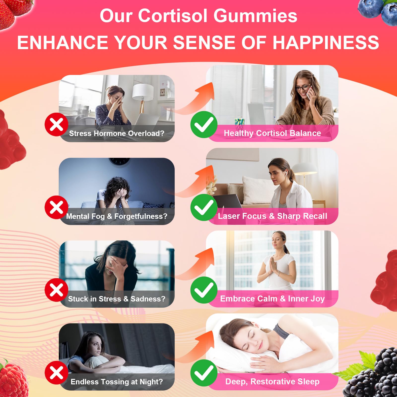 Flyrocer Cortisol Detox gomitas, equilibrio hormonal para bienestar diario.