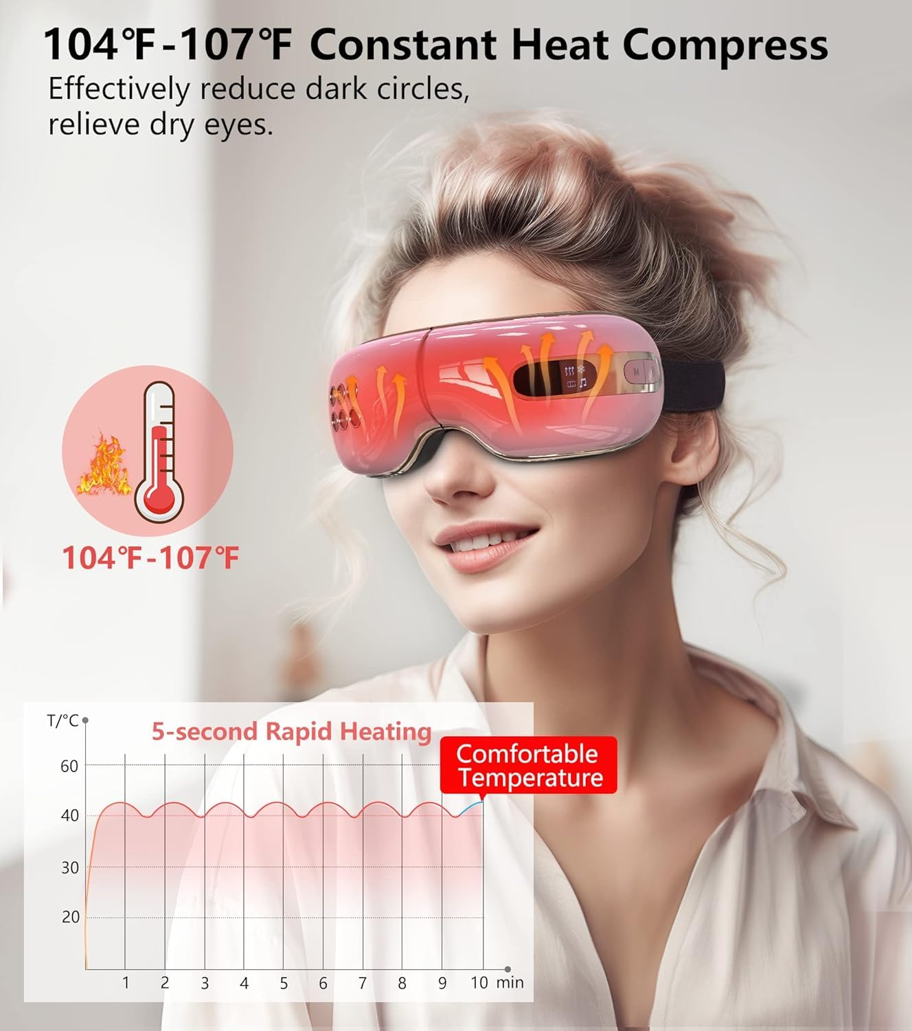 Presión de aire ajustable para masaje ocular cómodo