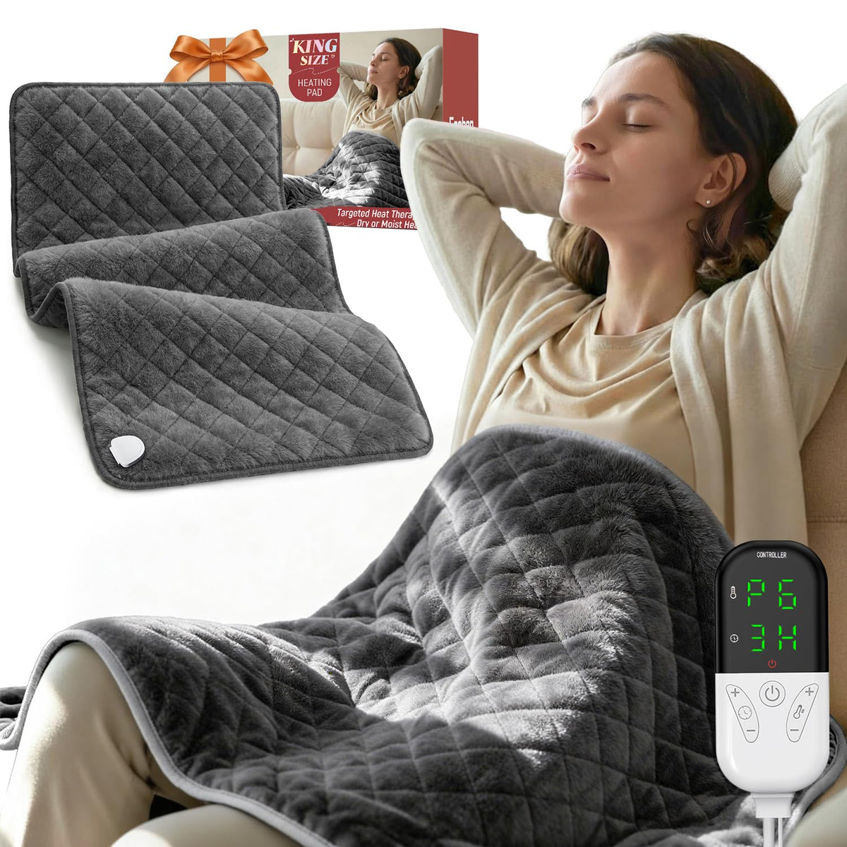 Almohadilla de calor Focbeo con tela velvet suave para relajación