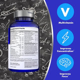 Etiqueta frontal de Focus Factor destaca la fórmula para la salud cerebral.