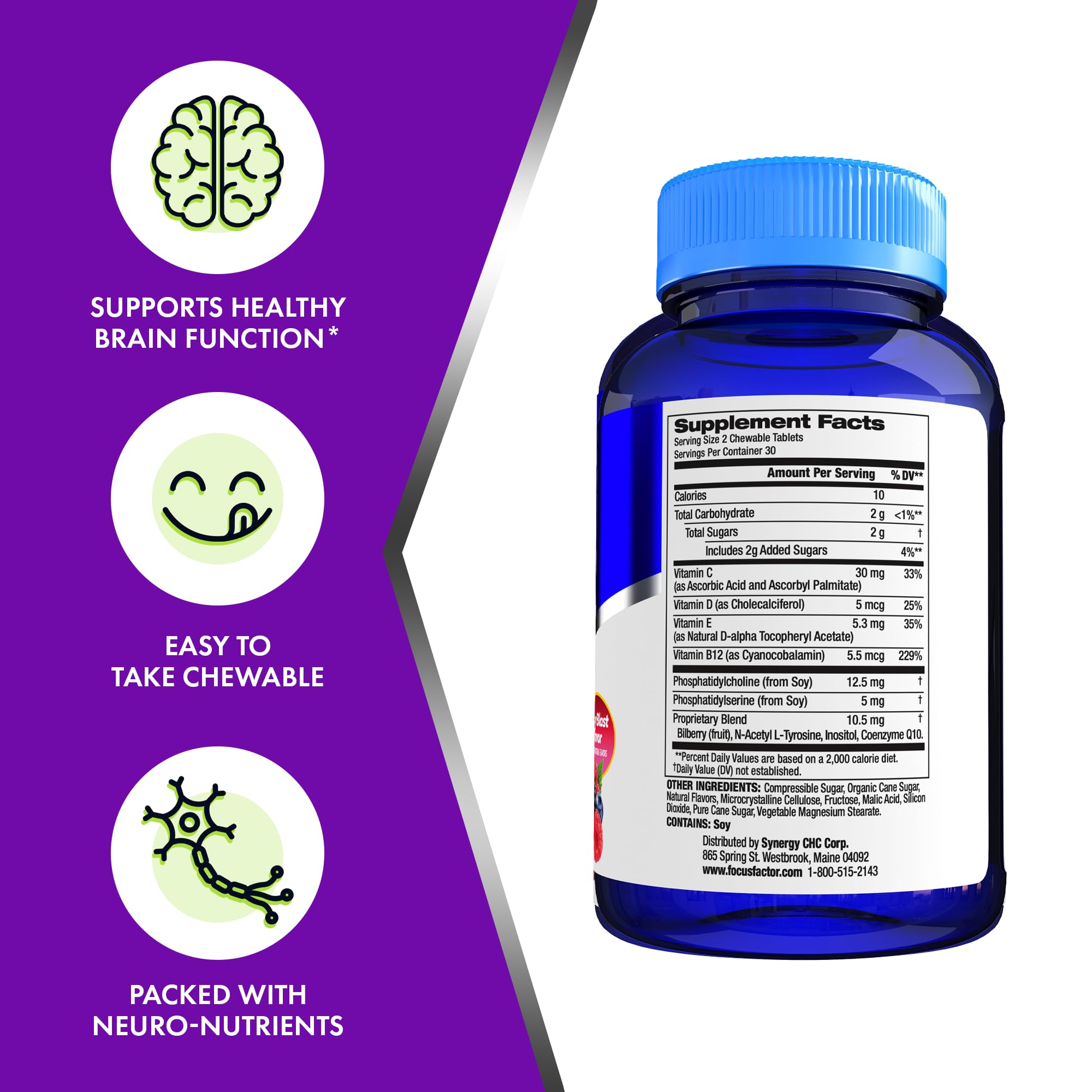 Focus Factor Kids: ingredientes sin colorantes artificiales.