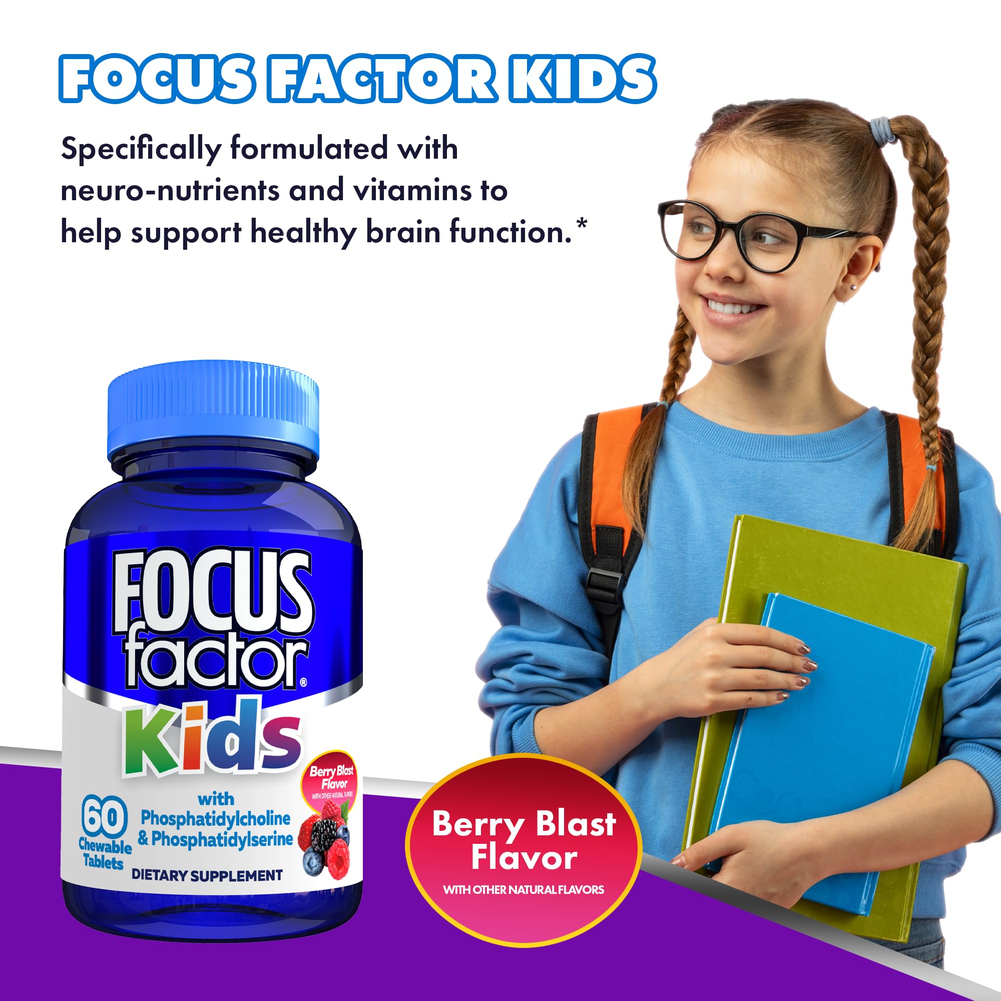 Focus Factor Kids: ritual diario de desayuno con masticable de frambuesa.
