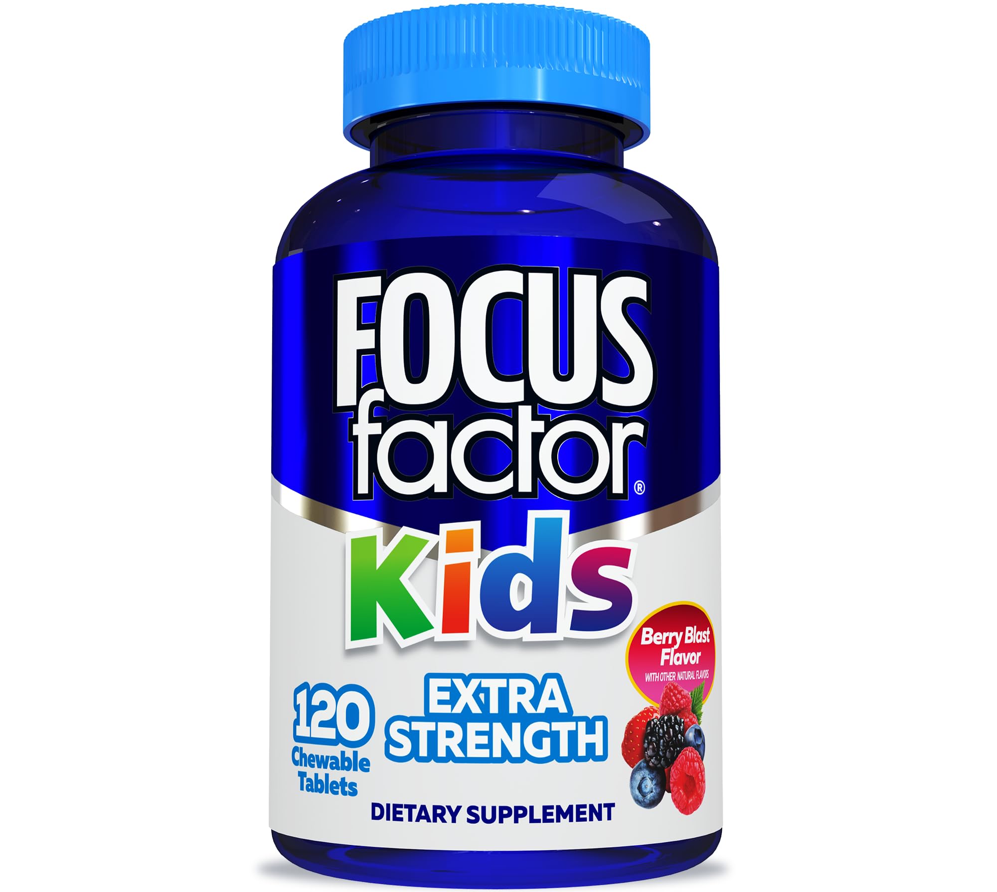 Focus Factor para ninos masticables sabor frambuesa para apoyar la concentracion diaria.