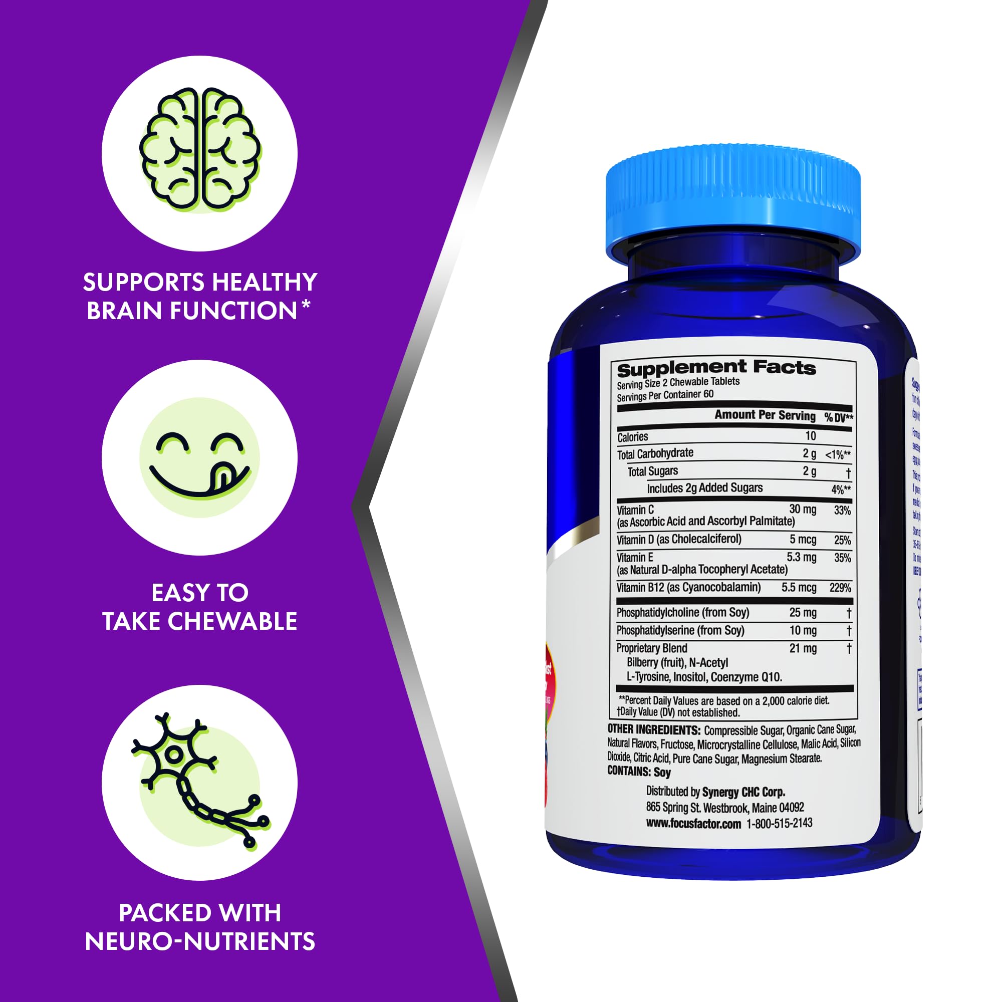 Focus Factor para ninos sin sabores artificiales para opciones mas limpias.