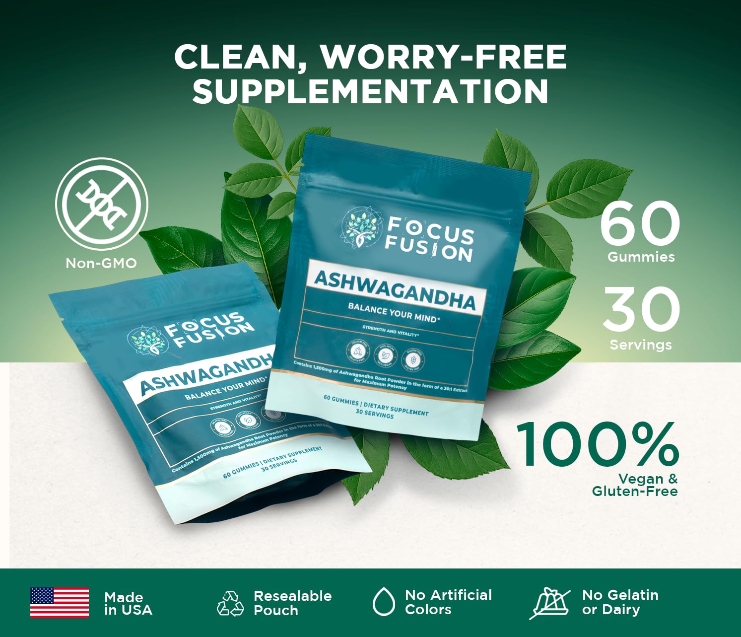 Fórmula vegana y sin gluten de Focus Fusion para estilo de vida limpio