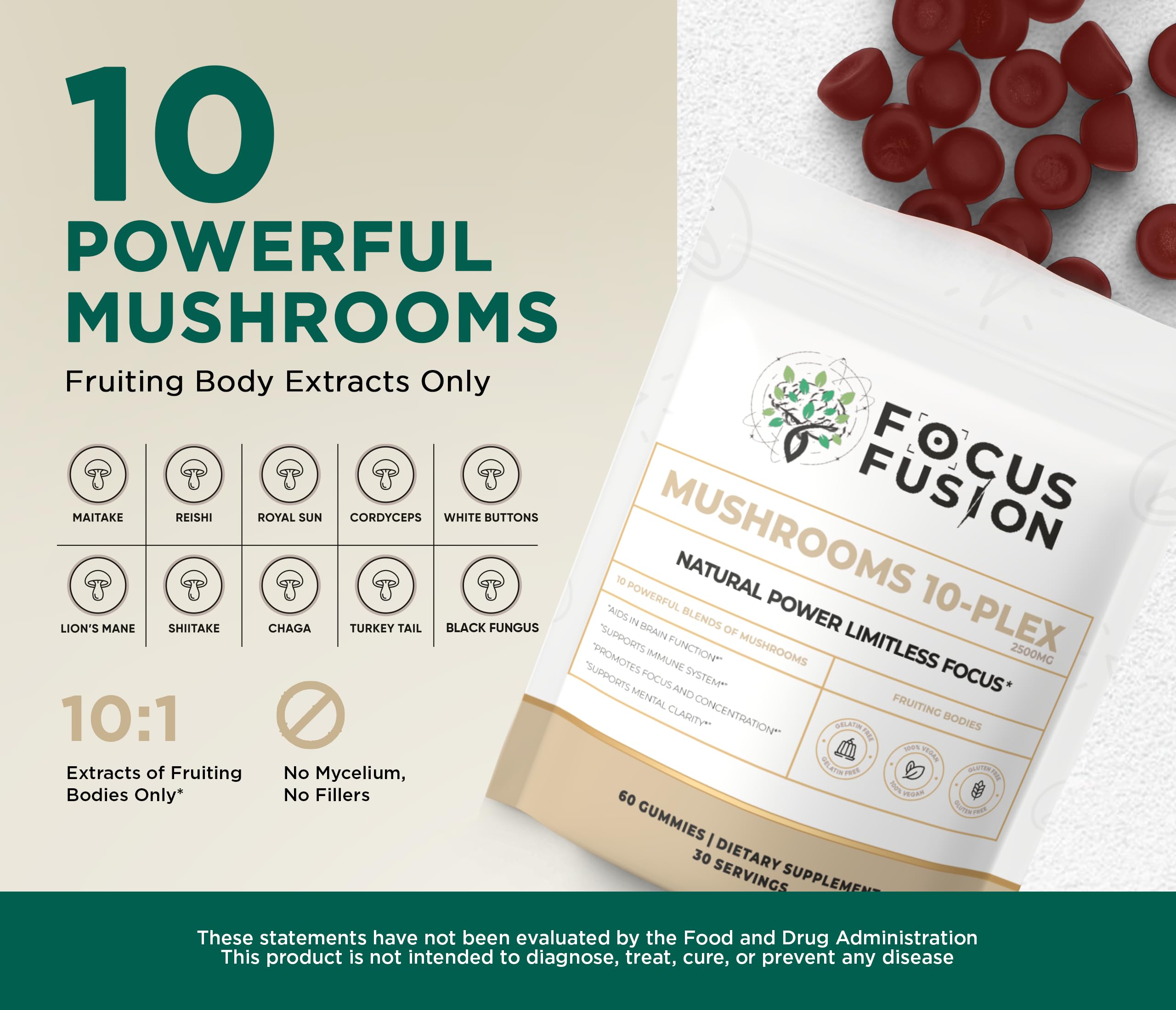Focus Fusion gomitas rosadas, textura masticable para bienestar diario.