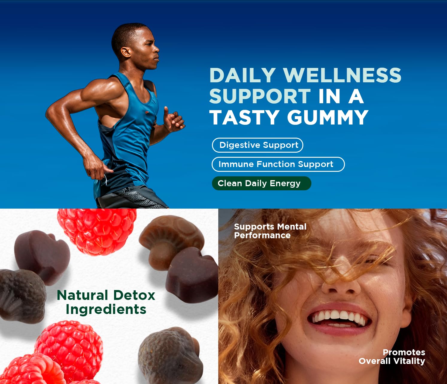 Gomitas Focus Fusion Supergreen con kiwi, sabor natural