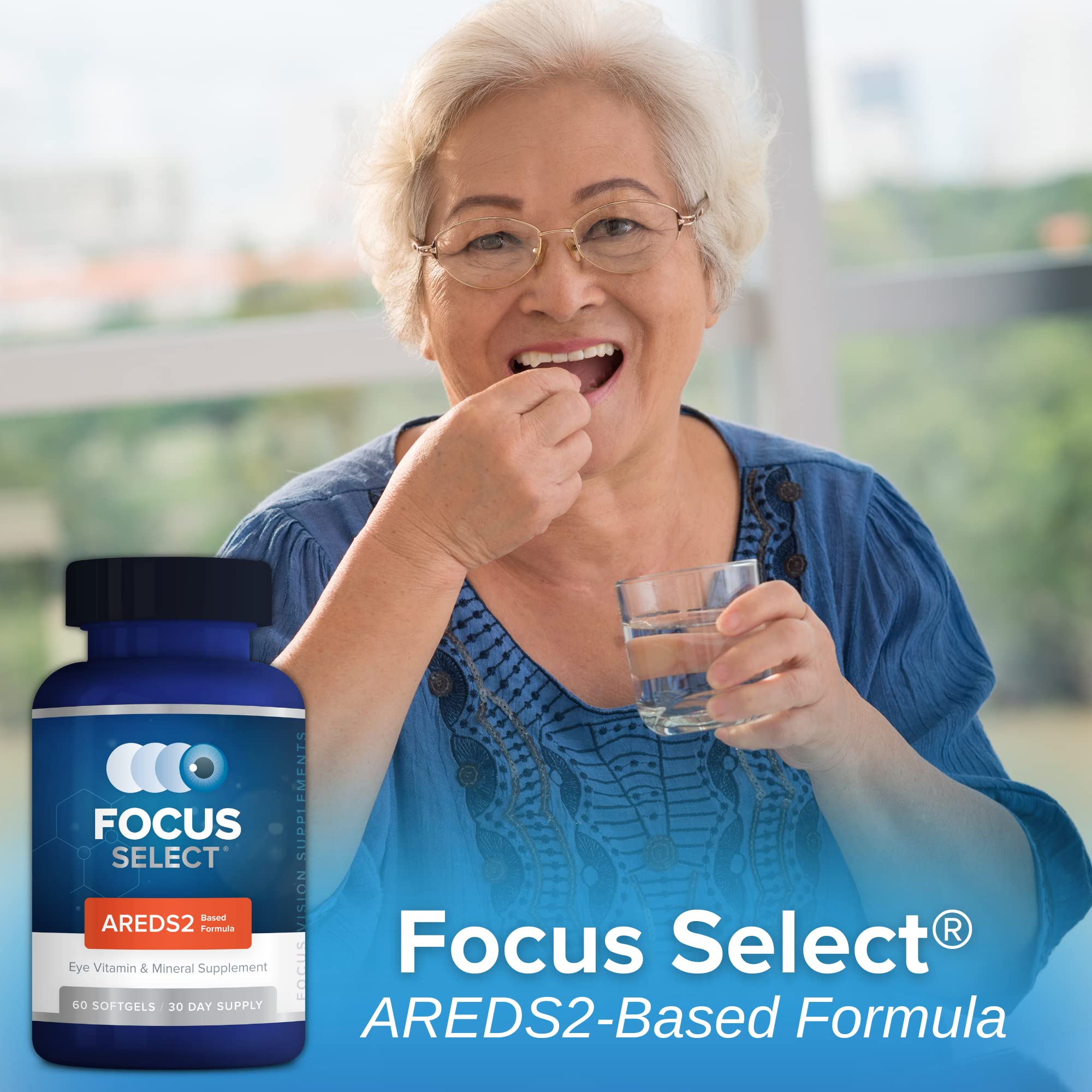 Etiqueta de Focus Select AREDS2 con información de nutrientes.