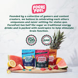 Empaque de FocusFuel con información de sabor sandía y porciones