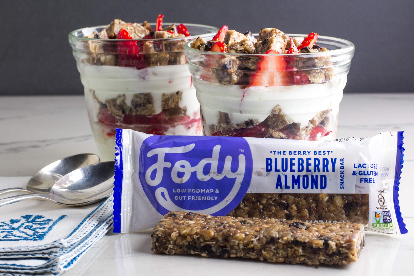 Caja de 12 barras Fody Blueberry Almond listas para compartir