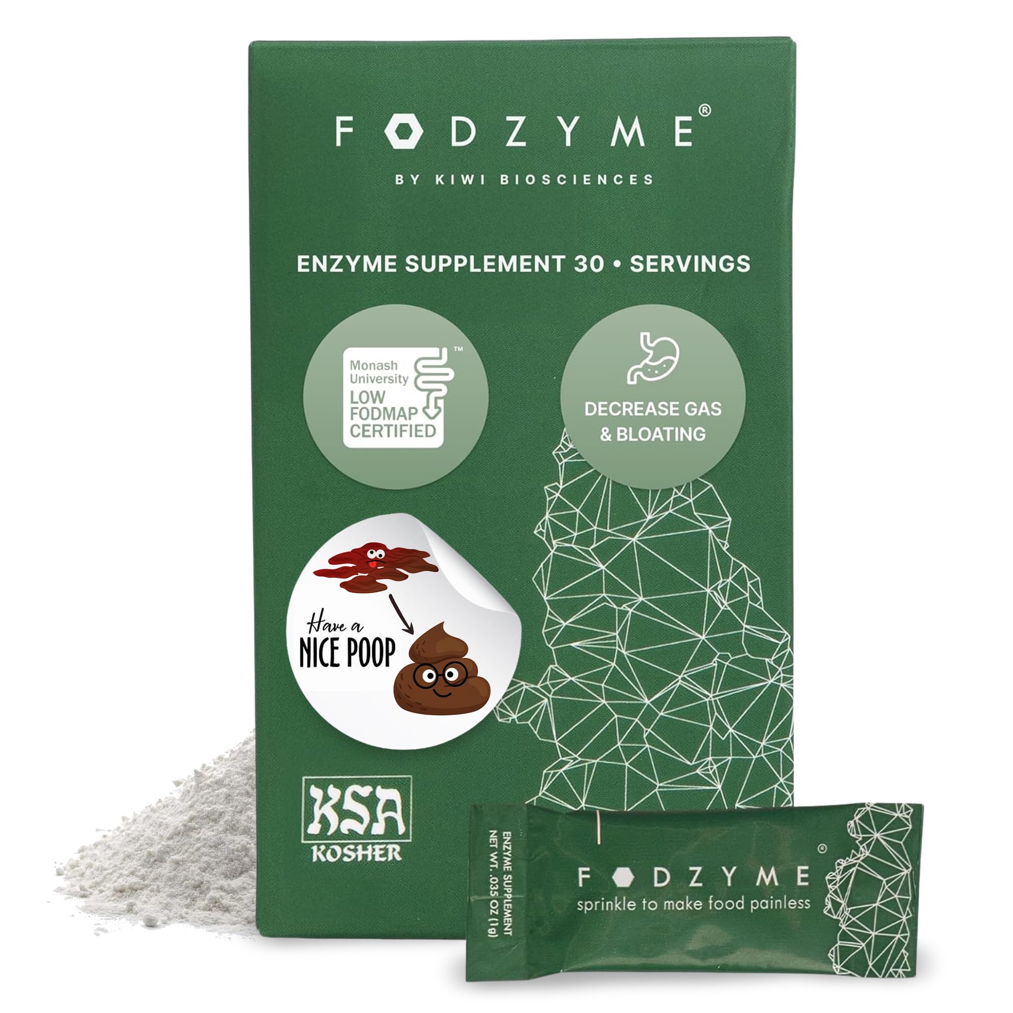 FODZYME: dosis en polvo para llevar que facilita una digestión cómoda.