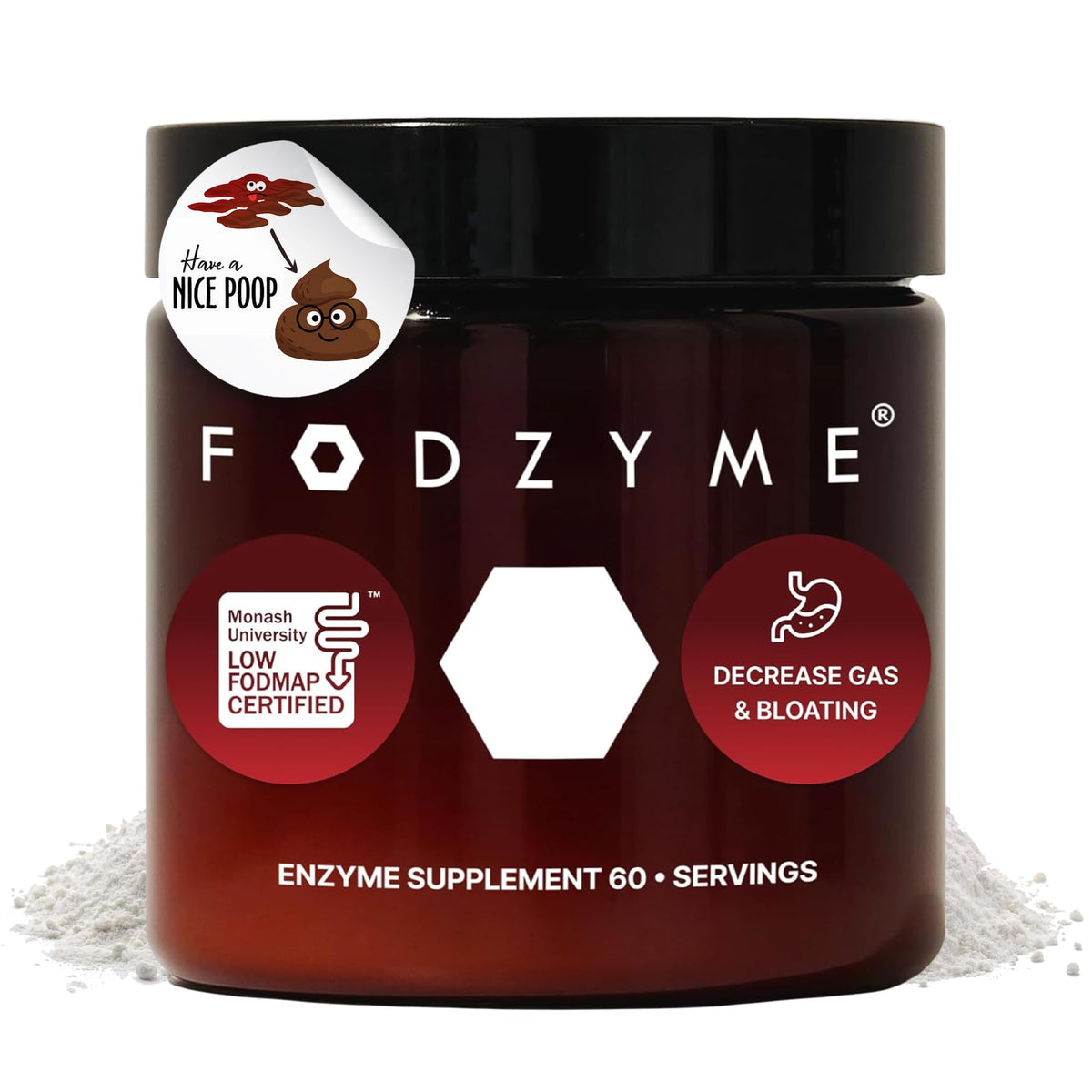 FODZYME kit casa: botella de polvo digestivo listo para usar con comidas