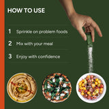FODZYME: polvo sin sabor para agregar a cualquier comida.