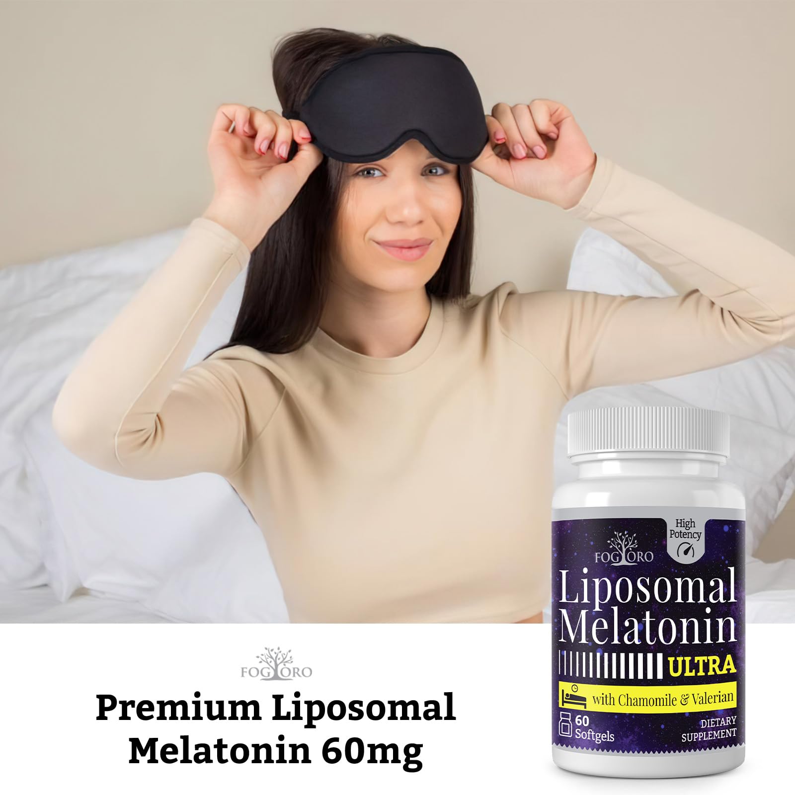 Cápsulas liposomales de Fogoro Melatonina 60mg para mejor absorción intestinal