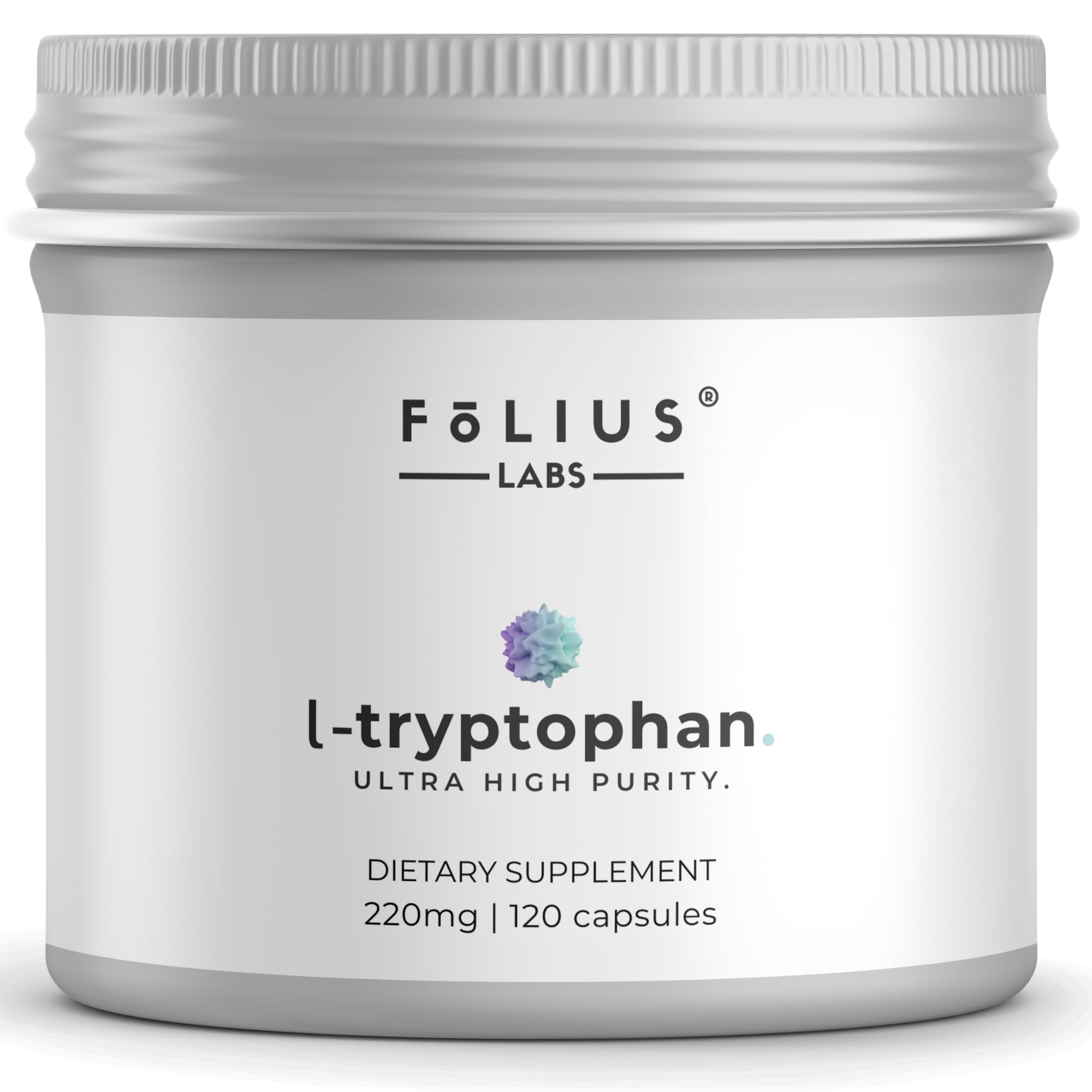 FOLIUS LABS L-Tryptophan, botella de cápsulas para apoyo a la relajación nocturna.